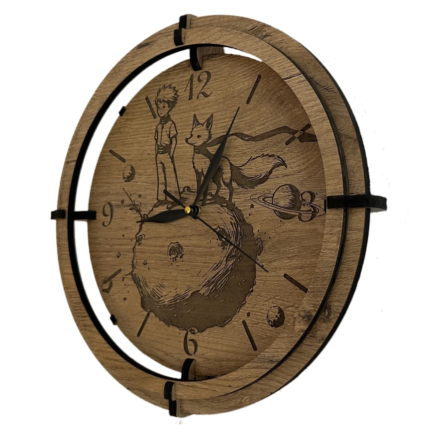 Li-Go 23712/DUB/BAT2 - LED-dimbare klok met bewegingssensor LED/10W/5V 20000 mAh + 1xAA Ø 32 cm eik/De Kleine Prins