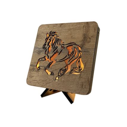 Li-Go 4070/DUB2 - LED tafeldecoratie LED/12W/230V 19x19 cm eik/paard