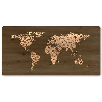 Li-Go 4457/A/4 - Dimbare LED-wanddecoratie LED/10W/5V 30000 mAh 120x60 cm eiken/wereldkaart