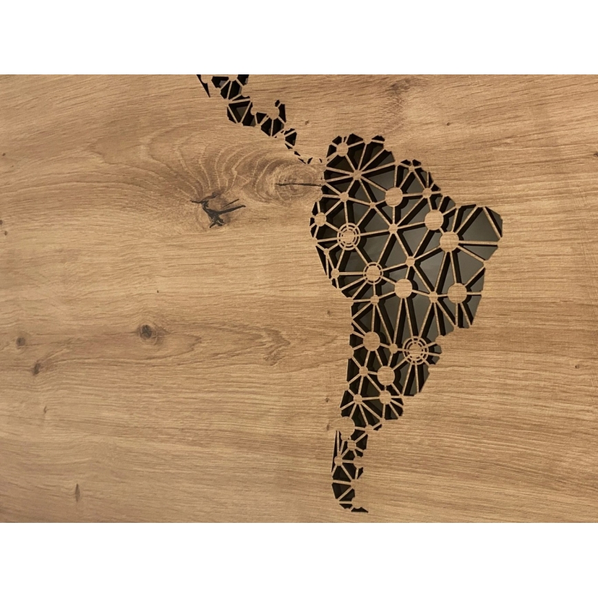 Li-Go 4457/A/4 - Dimbare LED-wanddecoratie LED/10W/5V 30000 mAh 120x60 cm eiken/wereldkaart