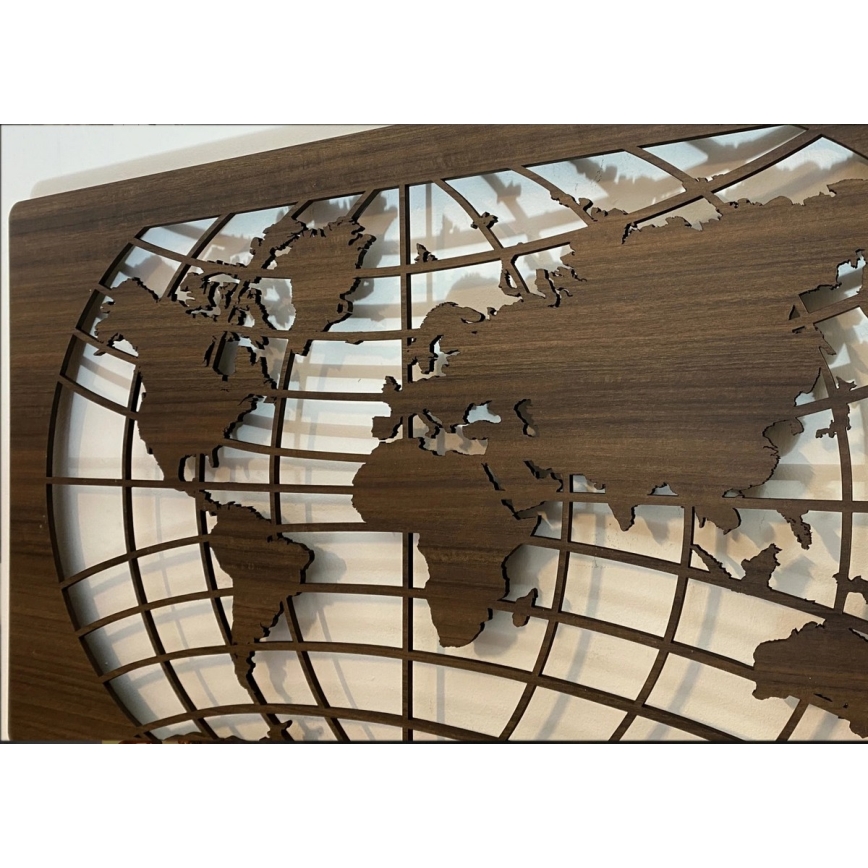 Li-Go 4709/DUB2 - LED RGBW dimbare wanddecoratie LED/24W/230V 125x74 cm eiken/wereldkaart met parallellen + afstandsbediening