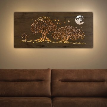 Li-Go 5042/DUB2 - Dimbare LED-wanddecoratie LED/24W/230V 110x50 cm eik/Drie eiken en maan