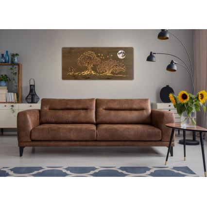 Li-Go 5042/DUB2 - Dimbare LED-wanddecoratie LED/24W/230V 110x50 cm eik/Drie eiken en maan