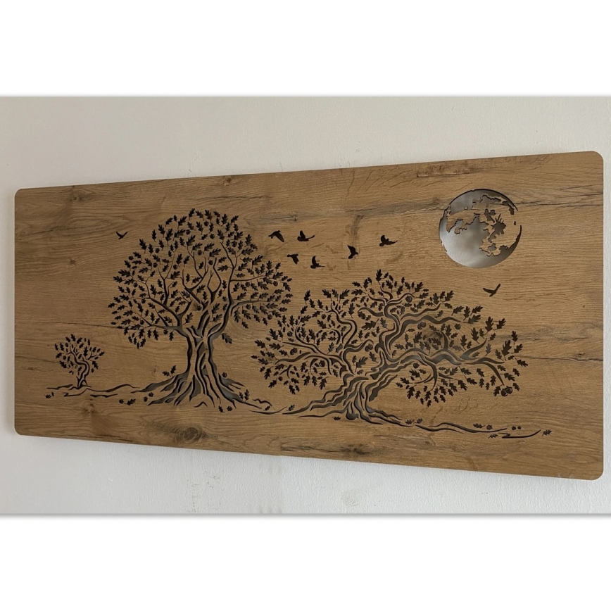 Li-Go 5042/DUB2 - Dimbare LED-wanddecoratie LED/24W/230V 110x50 cm eik/Drie eiken en maan