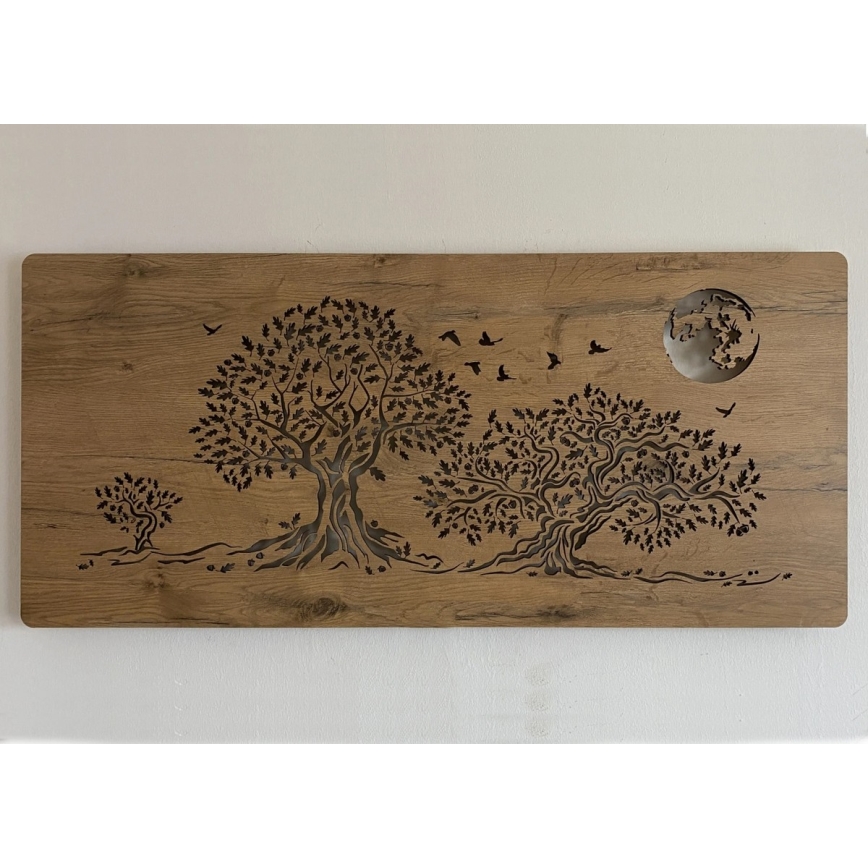 Li-Go 5042/DUB2 - Dimbare LED-wanddecoratie LED/24W/230V 110x50 cm eik/Drie eiken en maan