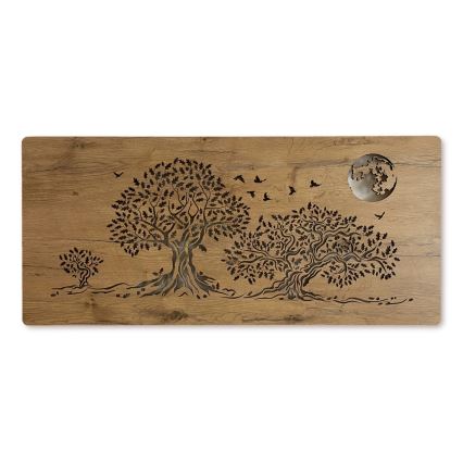 Li-Go 5042/DUB2 - Dimbare LED-wanddecoratie LED/24W/230V 110x50 cm eik/Drie eiken en maan