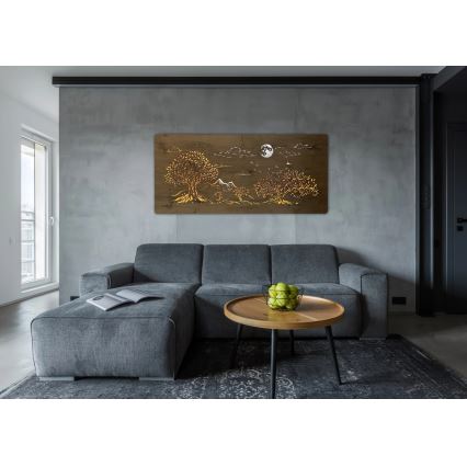 Li-Go 5478/DUB2 - Dimbare LED-wanddecoratie LED/24W/230V 130x60 cm eik/Vier eikenbomen en maan