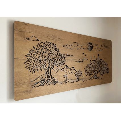 Li-Go 5478/DUB2 - Dimbare LED-wanddecoratie LED/24W/230V 130x60 cm eik/Vier eikenbomen en maan