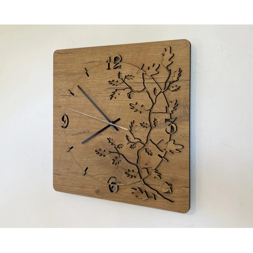 Li-Go 5499/DUB2 - Wandklok 1xAA 40x40 cm eiken