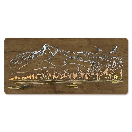 Li-Go 5589/A/DUB2 - Dimbare LED-wanddecoratie LED/10W/5V 30000 mAh 110x50 cm eiken/Bergen met vogels