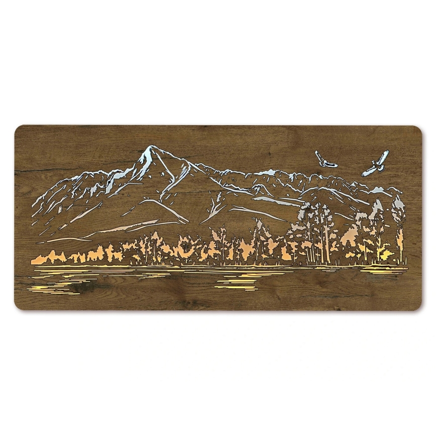 Li-Go 5589/A/DUB2 - Dimbare LED-wanddecoratie LED/10W/5V 30000 mAh 110x50 cm eiken/Bergen met vogels