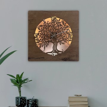 Li-Go 5652/DUB2 - LED dimbare klok LED/10W/5V 20000 mAh 42x42 cm eiken/eiken in cirkel + afstandsbediening