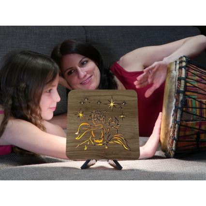 Li-Go 5788/DUB2 - LED tafeldecoratie LED/12W/230V 19x19 cm eiken/De Kleine Prins