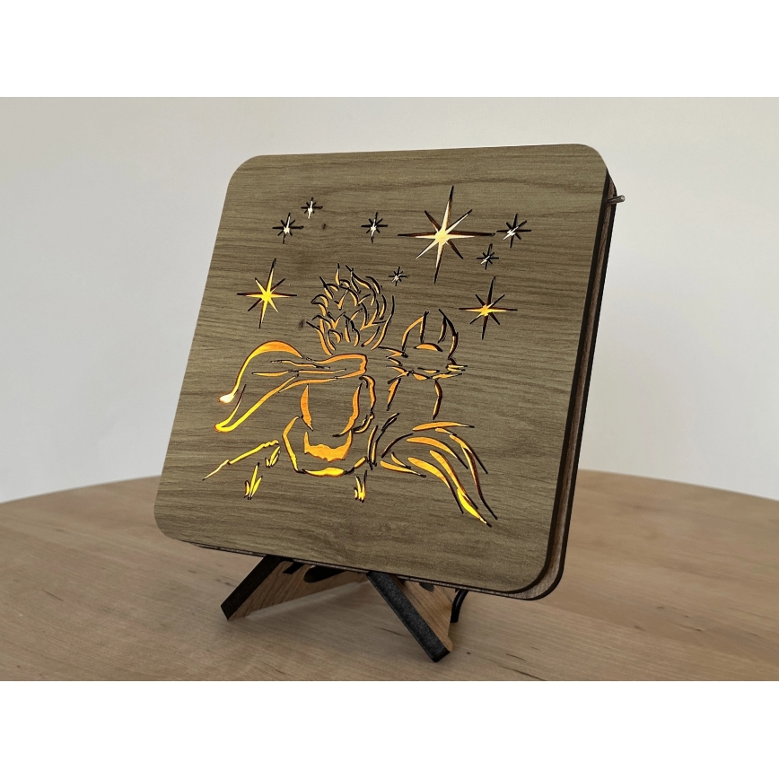 Li-Go 5788/DUB2 - LED tafeldecoratie LED/12W/230V 19x19 cm eiken/De Kleine Prins