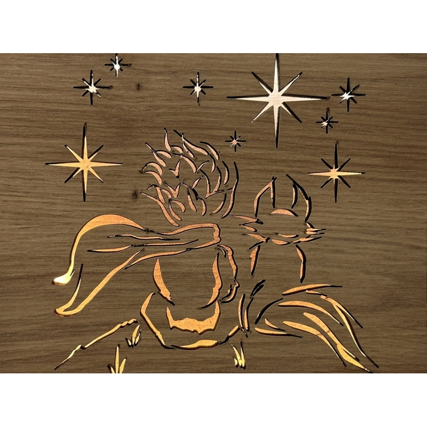 Li-Go 5788/DUB2 - LED tafeldecoratie LED/12W/230V 19x19 cm eiken/De Kleine Prins