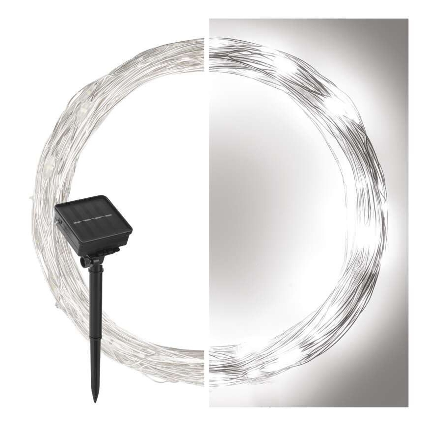Lichtsnoer op zonne-energie 120xLED/2,4W/1,2V 12m IP44 600 mAh koel wit