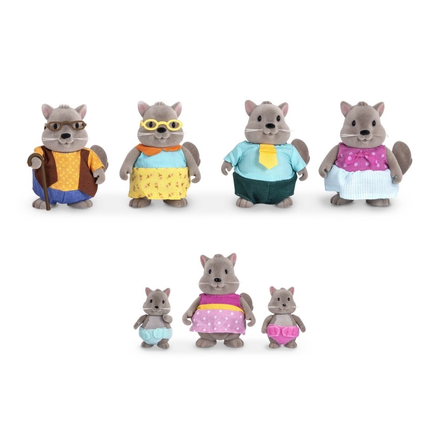 Li'l Woodzeez - Toy set BUSTLEBERRY squirrel family