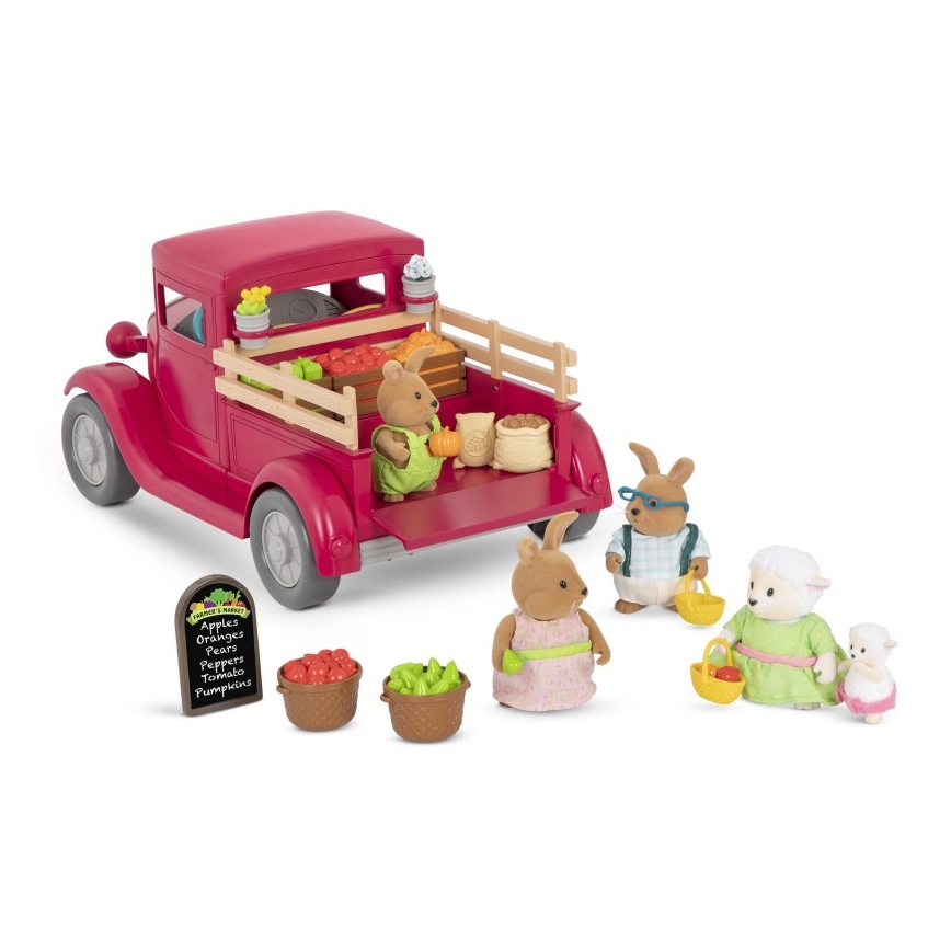 Li'l Woodzeez - Toy set famer's vrachtauto met food stand 3xAAA