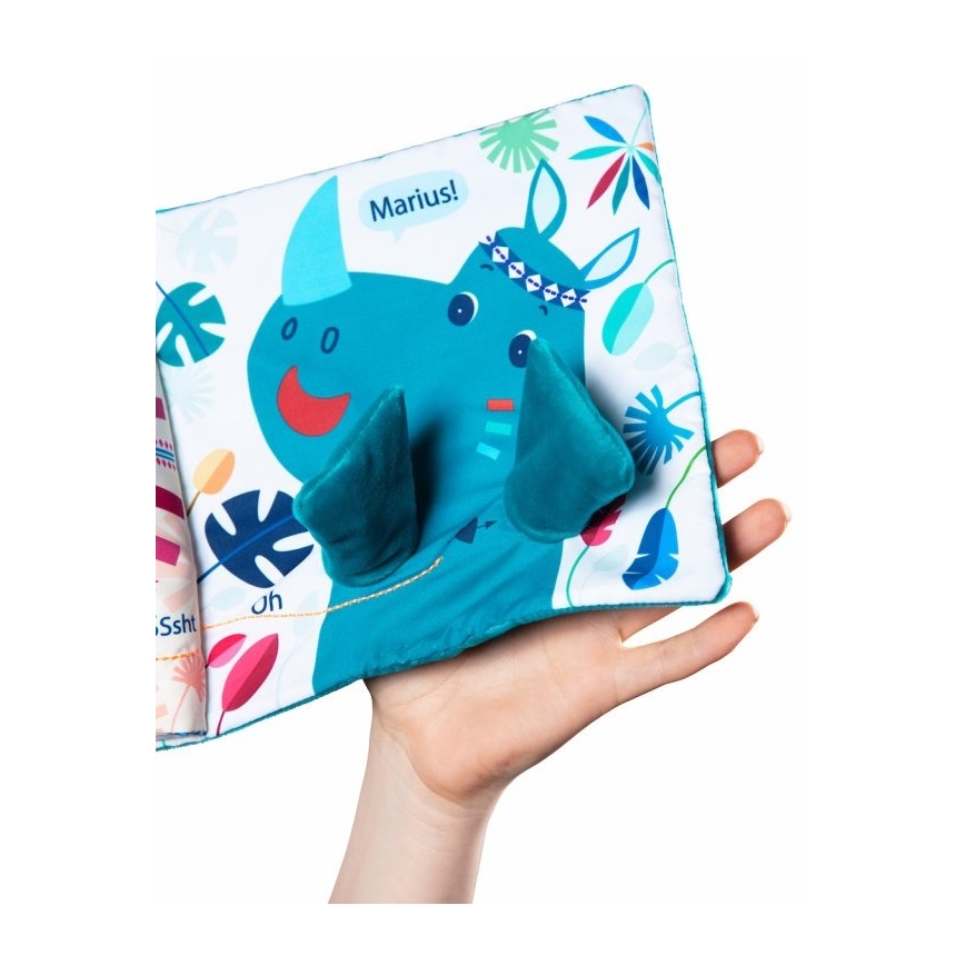 Lilliputiens - Textielboek voor kinderen neushoorn Marius