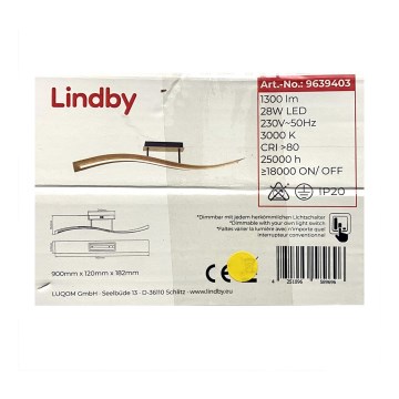 Lindby - Dimbare LED bevestigde hanglamp LARISA LED/28W/230V