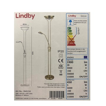 Lindby - Dimbare LED Staande lamp JOSEFIN 1xLED/20W/230V + 1xLED/5W