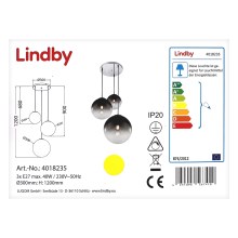 Lindby - Hanglamp aan een koord ROBYN 3xE27/40W/230V