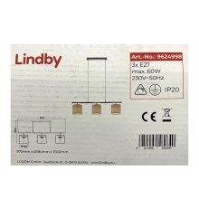 Lindby - Hanglamp aan een koord ZALIA 3xE27/60W/230V