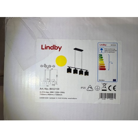 Lindby - Hanglamp aan een snoer VASILIA 4xE14/28W/230V