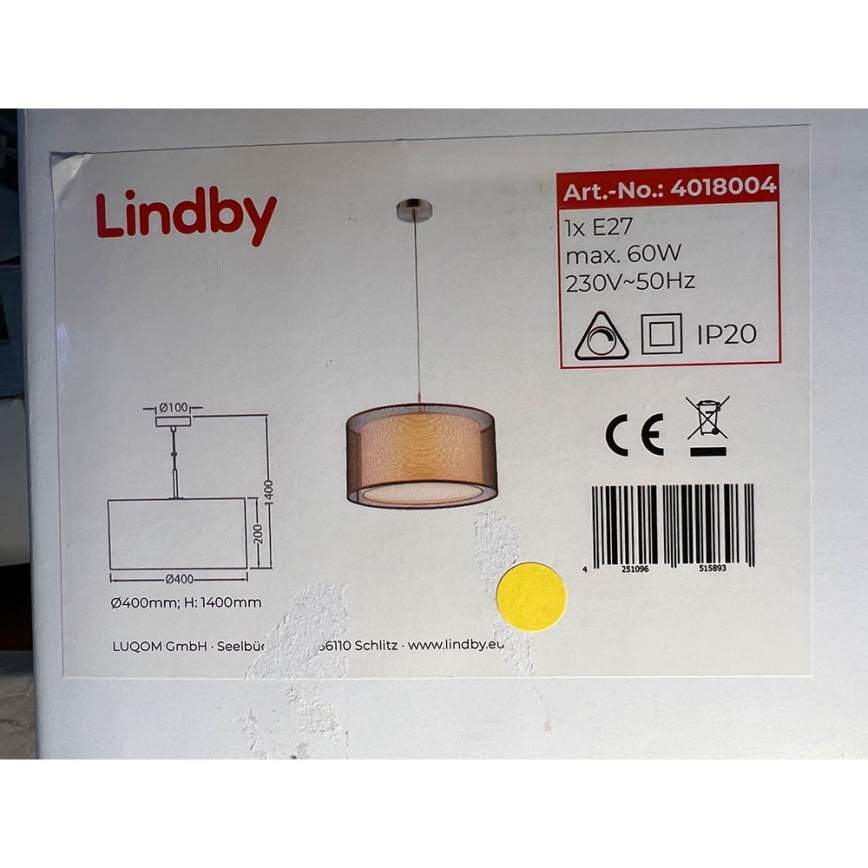 Lindby - Kroonluchter aan een snoer NICA 1xE27/60W/230V