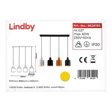 Lindby - Kroonluchter aan een snoer TIRANE 4xE27/60W/230V
