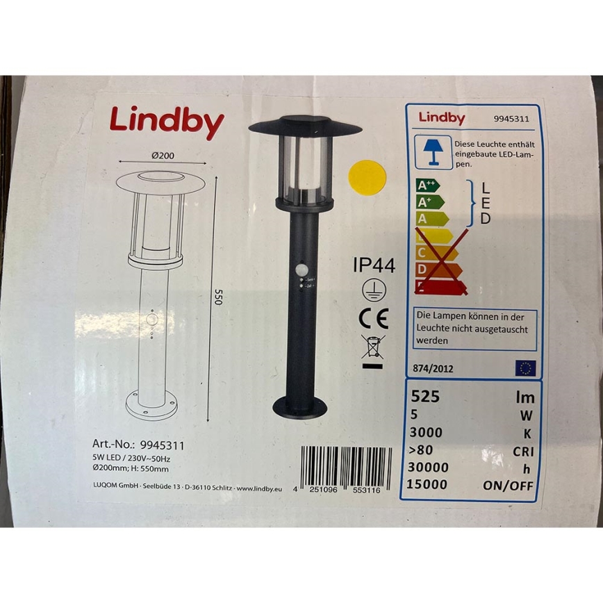 Lindby - LED Buitenlamp met sensor GREGORY LED/5W/230V IP44