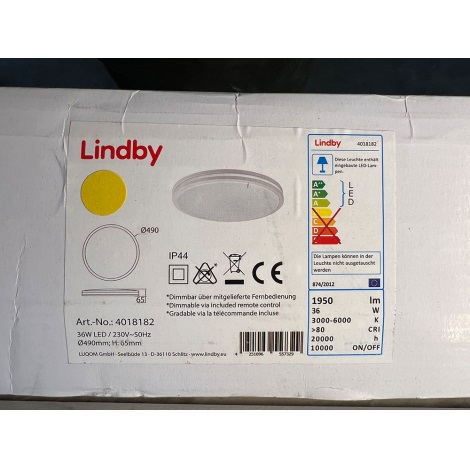 Lindby - LED dimbare plafondlamp ARMIN LED/36W/230V + RC