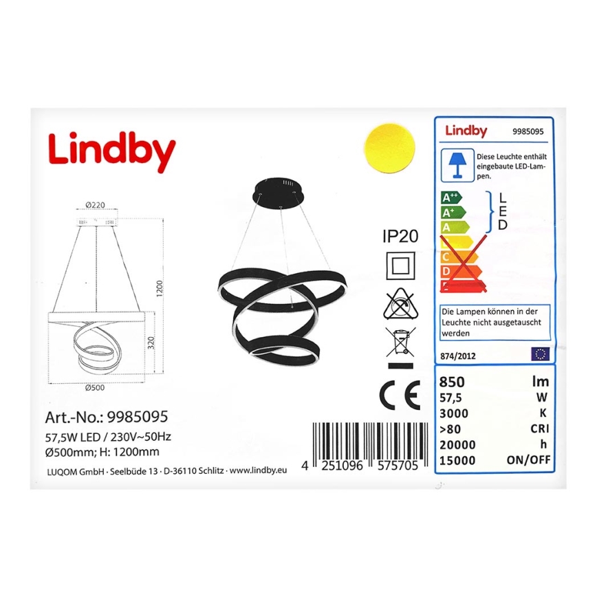 Lindby - LED Kroonluchter aan een snoer OLADA LED/57,5W/230V