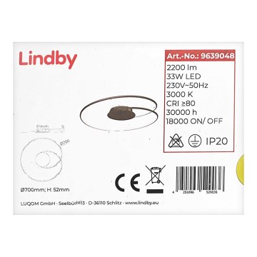Lindby - LED Plafondlamp JOLINE LED/33W/230V