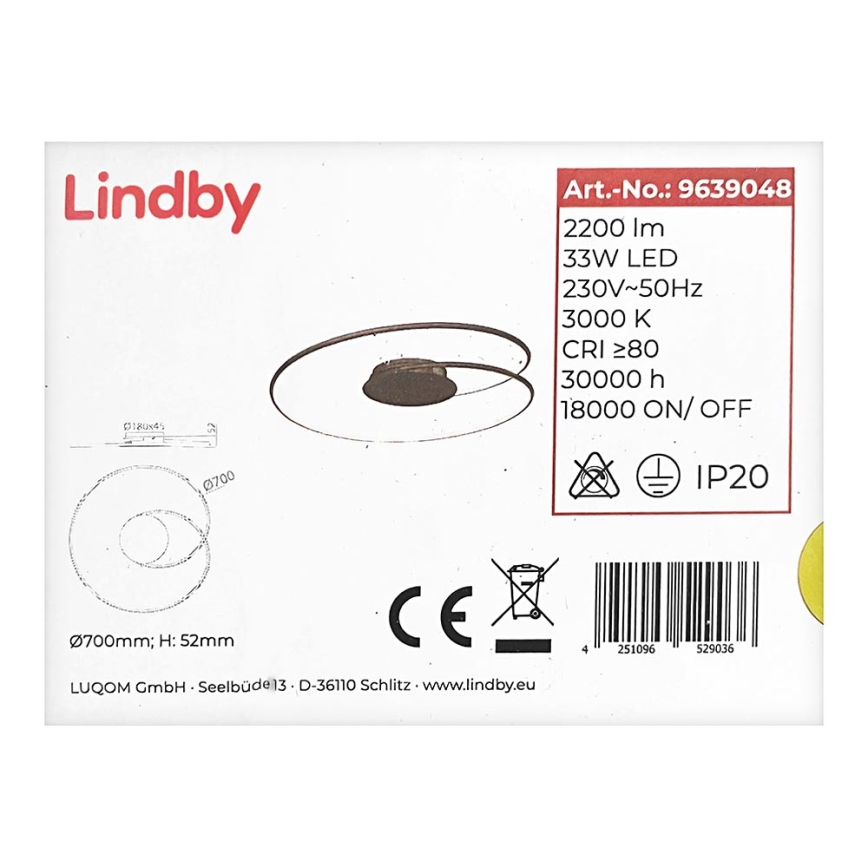 Lindby - LED Plafondlamp JOLINE LED/33W/230V