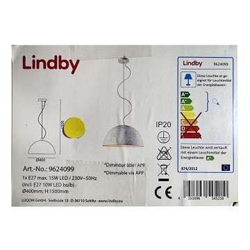 Lindby - LED RGB dimbare hanglamp aan kabel CAROLLE LED/10W/230V Wi-Fi Tuya