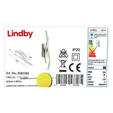 Lindby - LED Wandlamp SAFIA LED/9,4W/230V