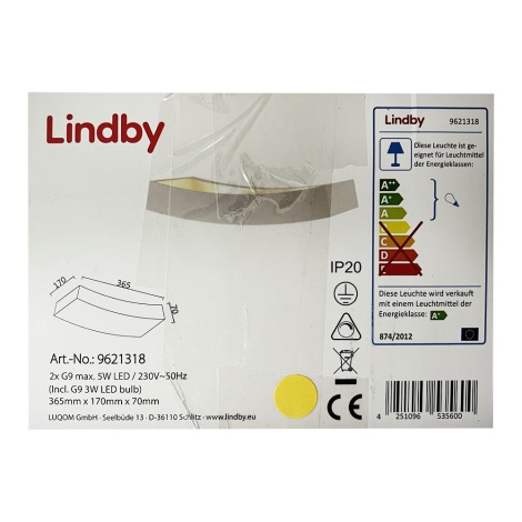 Lindby - LED Wandlamp TIARA 2xG9/3W/230V