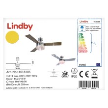 Lindby - Plafondventilator ALVIN 2xE14/40W/230V + afstandsbediening