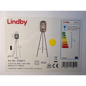 Lindby - Staande lamp MARLY 1xE27/40W/230V