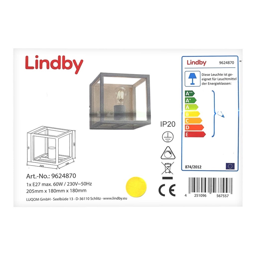 Lindby - Wandlamp MERON 1xE27/60W/230V