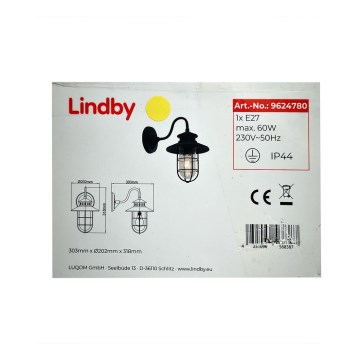 Lindby - Wandlamp voor buiten KYAN 1xE27/60W/230V IP44