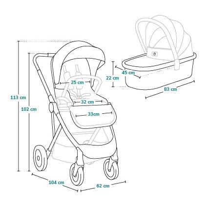 Lionelo - 2-in-1 combi-kinderwagen AMBER Roze Roos
