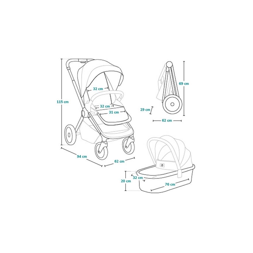 Lionelo - 2-in-1 combi-kinderwagen LAYLA Black Onyx