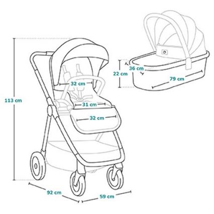 Lionelo - 2-in-1 combi-kinderwagen MERIL Grey Stone