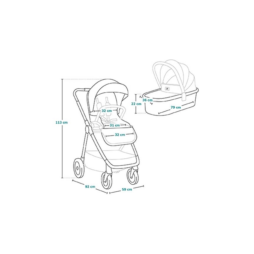 Lionelo - 2-in-1 combi-kinderwagen MERIL Grey Stone