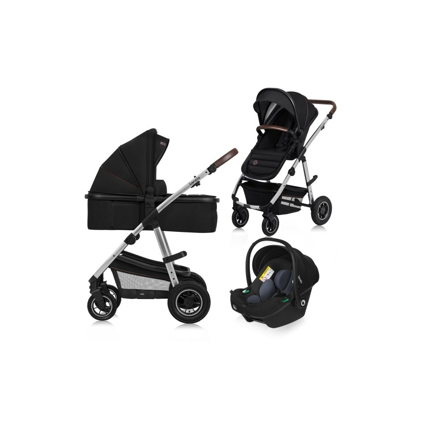 Lionelo - 3-in-1 combi-kinderwagen AMBER Zwart/Zilver