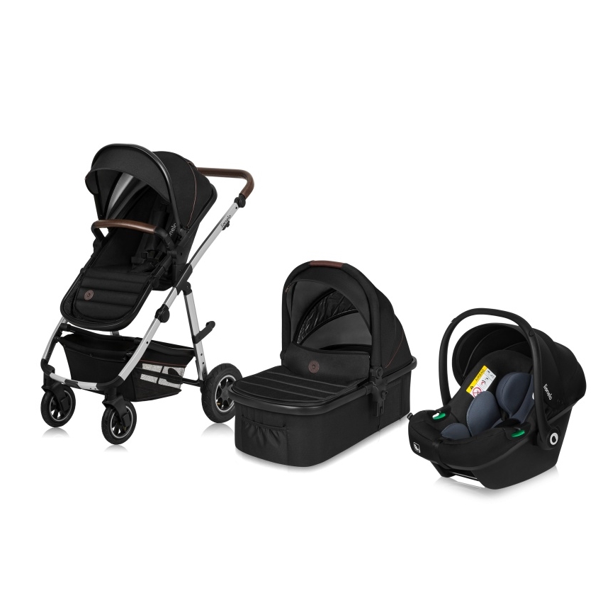 Lionelo - 3-in-1 combi-kinderwagen AMBER Zwart/Zilver
