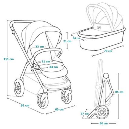 Lionelo - 3-in-1 combi-kinderwagen BIANKA Grey Stone
