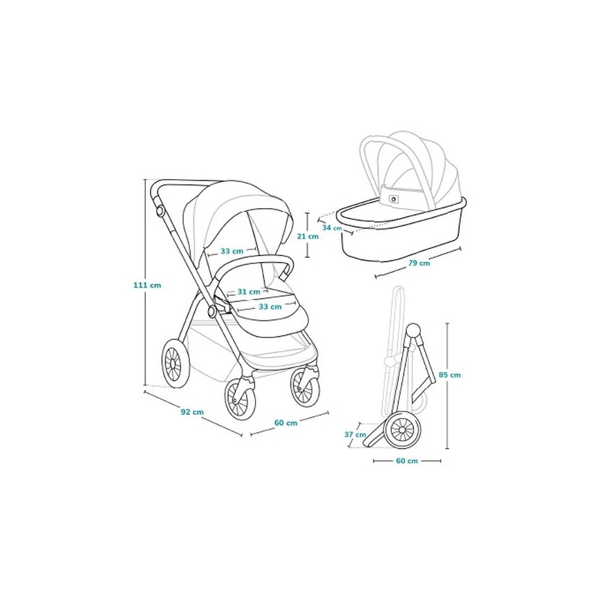 Lionelo - 3-in-1 combi-kinderwagen BIANKA Grey Stone